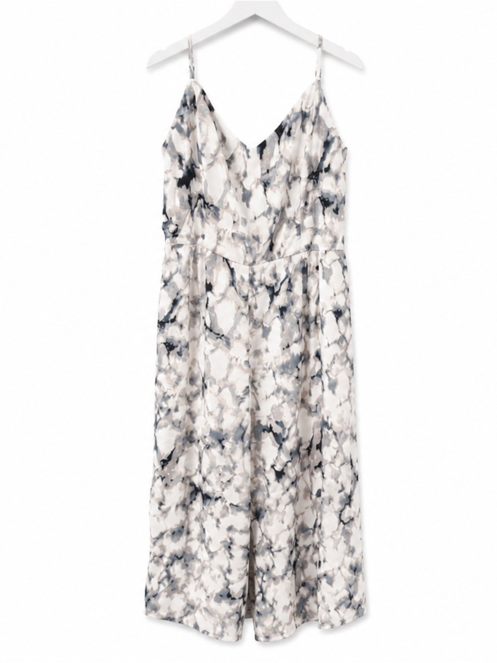 Women's Tie-Dye Slip Pant Dress in White, Gray & Taupe